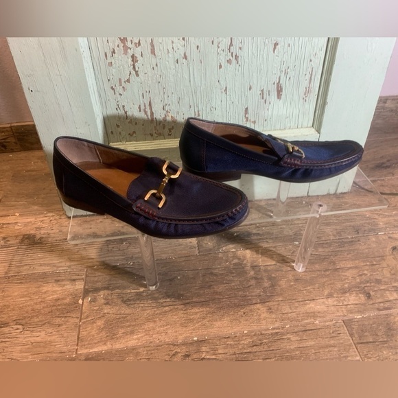 Men’s Donald Pliner Navy Blue Loafer size 9 w gold chain embellishment main image 6